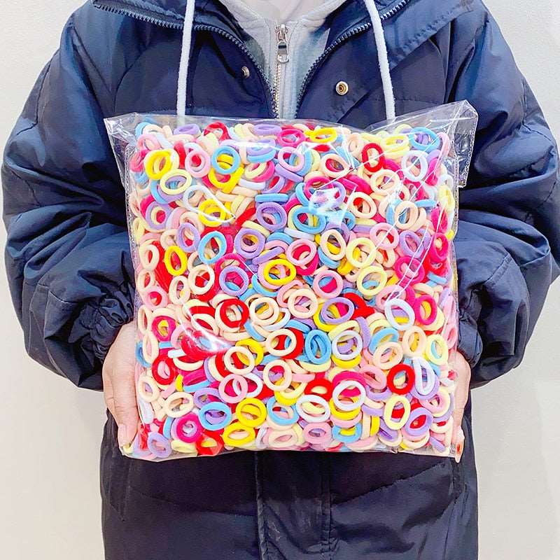 100/300/500PCS Colorful Basic Nylon Ealstic Hair Band For Girls Ponytail